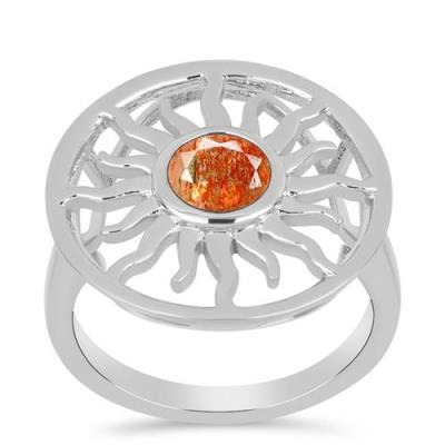 BUY 925 SILVER NATURAL ORANGE SUNSTONE GEMSTONE CELESTIAL RING 
